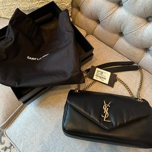 NEW with TAGS!  Saint Laurent Calypso YSL Leather Chain Shoulder Bag 100% authen